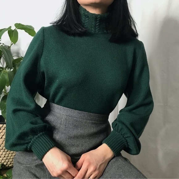 Vintage 80s wool Valentino knit sweater green - Picture 1 of 13